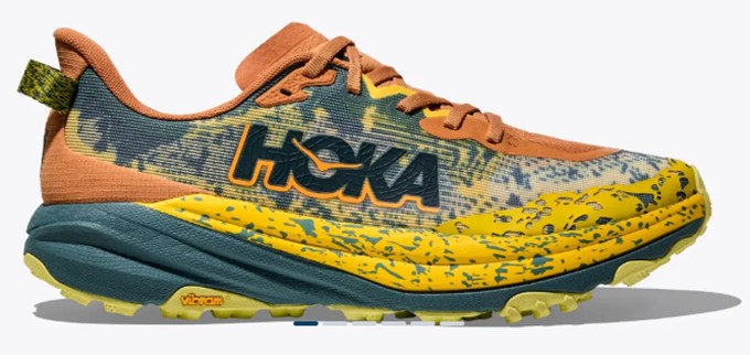 the HOKA Speedgoat has a Vibram Megagrip outsole with 5mm lugs 