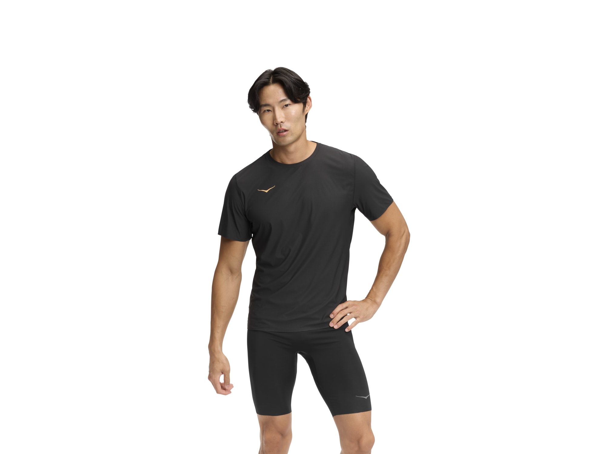 Shop Mens Airolite Short Sleeve 2.0 Black / Gold | HOKA